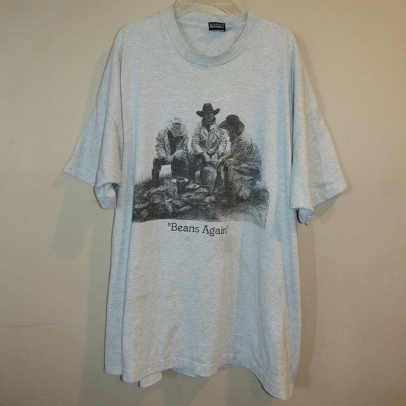 Fruit of the Loom Other - Vtg 80s Beans Again Cowboy Western Gary Grant Air Ways Heather Gray T Shirt XXXL